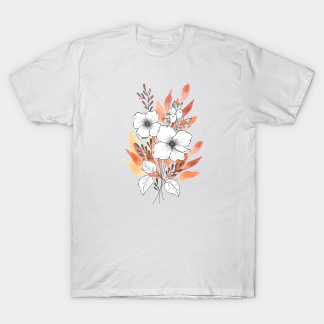 Watercolor leaves and Botanical drawing T-Shirt by ApricotBlossomDesign